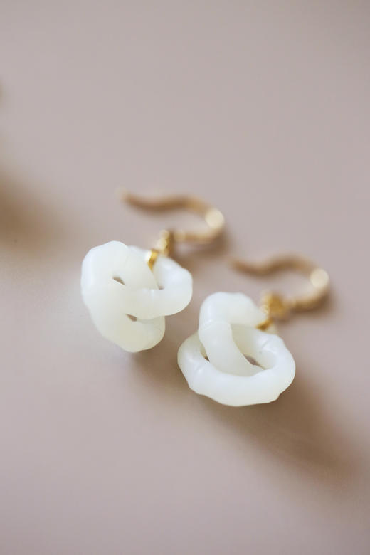 Qinny|竹影芳菲｜18K金和田玉竹节环同心项链LOVE婚礼礼物 商品图3