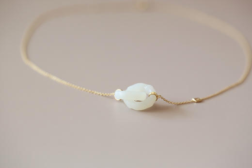 Qinny|竹影芳菲｜18K金和田玉竹节环同心项链LOVE婚礼礼物 商品图6