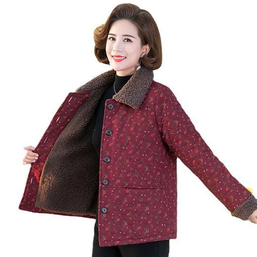 妈妈颗粒绒棉衣中老年女装碎花小棉袄奶奶装加肥大码棉服老人衣服 TYWF-A091EEBQ055 商品图4