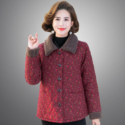 妈妈颗粒绒棉衣中老年女装碎花小棉袄奶奶装加肥大码棉服老人衣服 TYWF-A091EEBQ055 商品图1