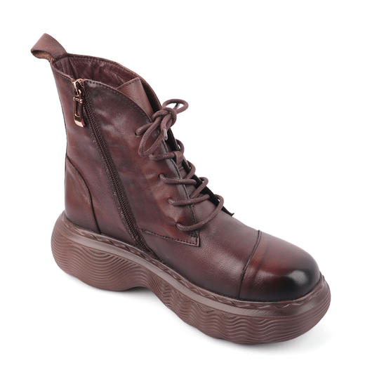 富贵吉祥2021超轻胶底牛皮女靴园头F218009 商品图2