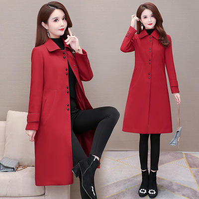 WE-TYP-31YKL053 大码纯色风衣外套女中长款2021冬装新款修身时尚过膝气质优雅大衣 商品图0