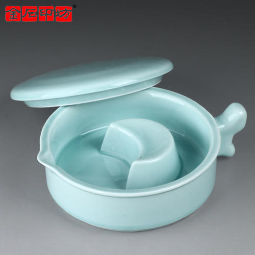 【金石印坊】青瓷小墨盒墨碟带盖内置刮墨桩小楷中楷墨盒 商品图2