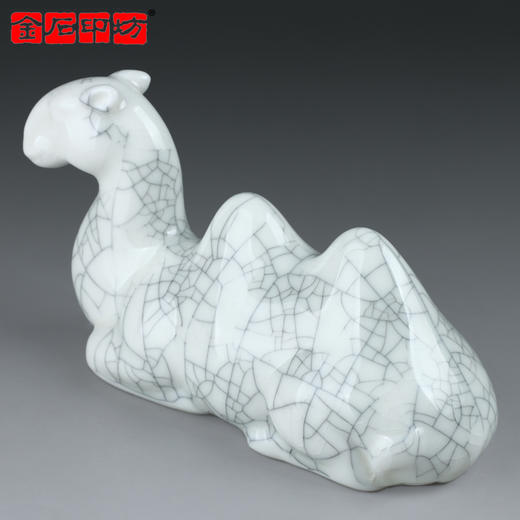 【金石印坊】哥窑骆驼笔搁笔架煨冰纹片墨纹叶脉纹瓷笔山 商品图2