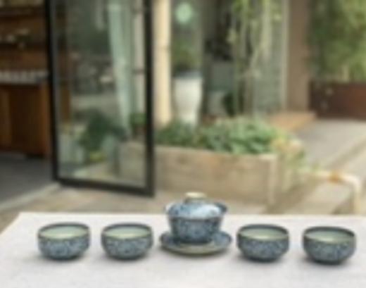 柴窑陶泥缠枝莲盖碗套杯 商品图0