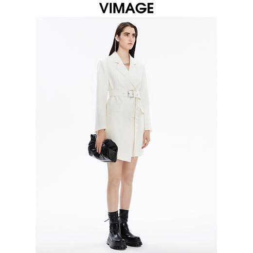 VIMAGE纬漫纪冬季新款女士风衣修身显瘦休闲系腰带风衣外套女外套V1603240 商品图1