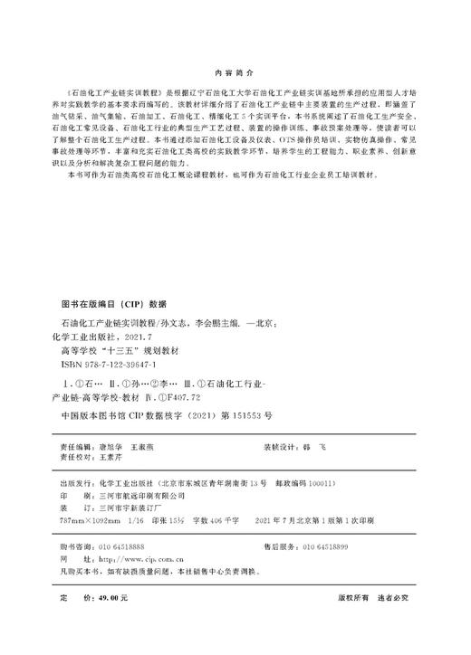 石油化工产业链实训教程 孙文志 石油化工生产安全 石油化工常见设备 石油化工生产工艺 装置操作训练 高校石油化工概论课程教材 商品图2
