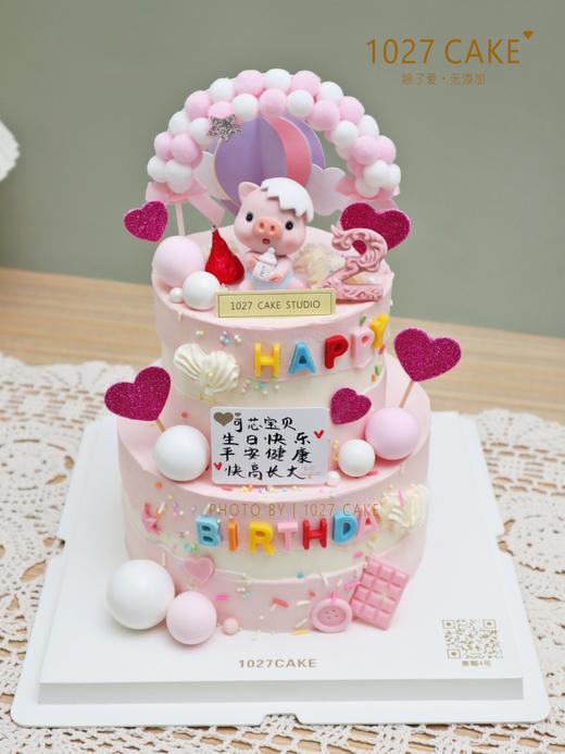 1027CAKE | 猪猪 双层款式 满月 周岁 粉色 蓝色 商品图3