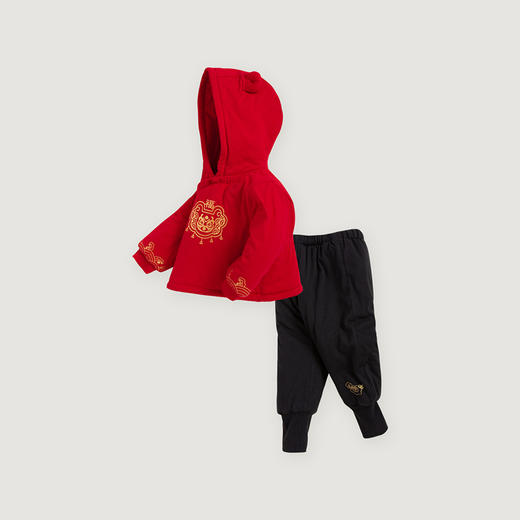 贝贝怡婴儿宝宝男女儿童冬季拜年新年贺岁保暖加厚两件套棉衣套装214T2357
 商品图2