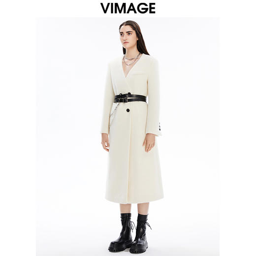 VIMAGE纬漫纪冬季新款时尚简约气质毛呢外套大衣V1614230 商品图1