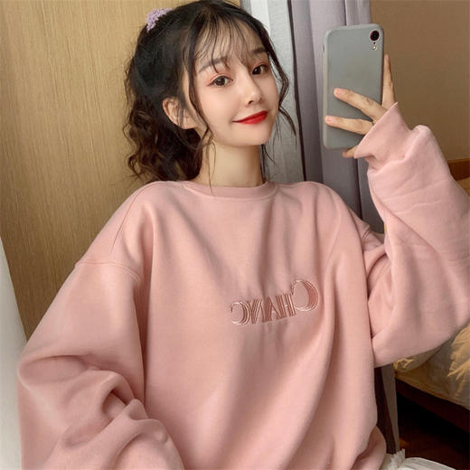 秋冬季2021新款港风卫衣女宽松韩版潮ins慵懒风日系刺绣外套上衣 商品图1