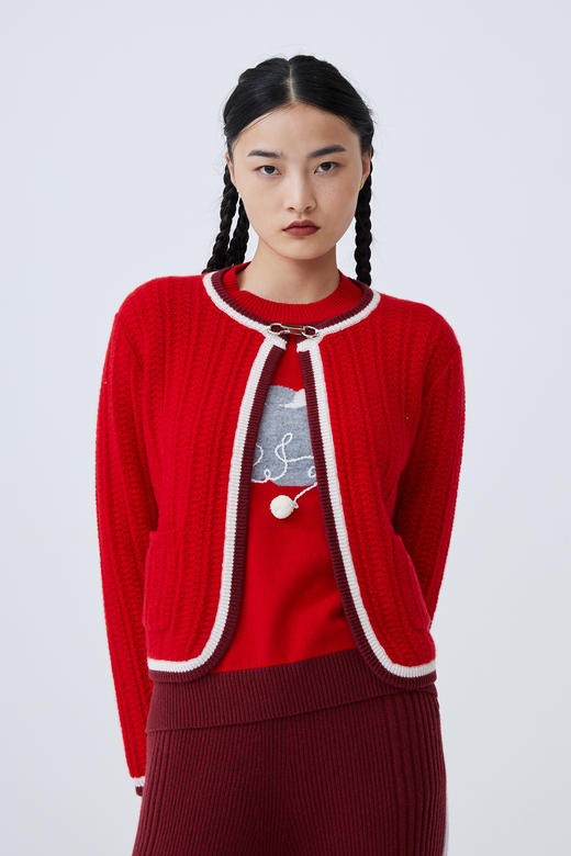 卡通小羊手工绣花羊绒女套衫 SJF93W381N 商品图8