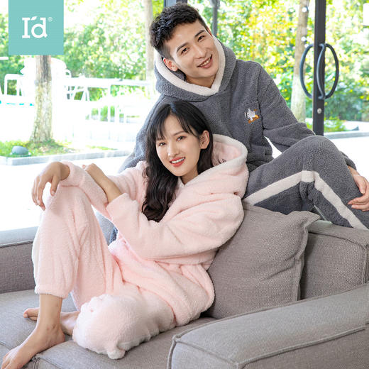 爱帝暖暖绒加厚加绒休闲连帽家居服套装 商品图2
