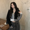 针织衫短款外套秋季2021年新款女气质时尚韩版拼色V领毛衣小开衫 商品缩略图0
