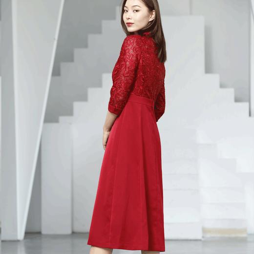 宗洋V领蕾丝收腰连衣裙BQK1ST7605Z-61 商品图3