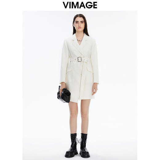 VIMAGE纬漫纪冬季新款女士风衣修身显瘦休闲系腰带风衣外套女外套V1603240 商品图4