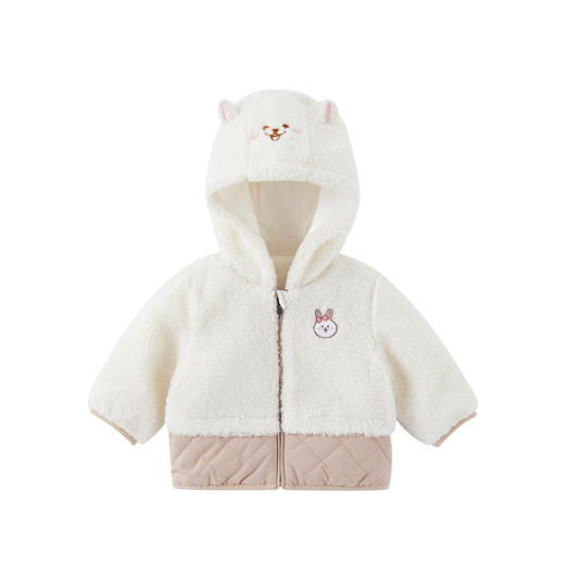 英氏-童衣类（冬）E1英针短帽外套英氏白80CM 商品图4