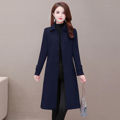 WE-TYP-31YKL053 大码纯色风衣外套女中长款2021冬装新款修身时尚过膝气质优雅大衣 商品图2