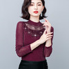 新款时尚网纱烫钻打底衫纯色修身显瘦打底衫 KQL-E249N1696 商品缩略图2