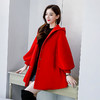 纯色简约，双排扣中长款立领九分袖时尚斗篷大衣HR-HMQY2129 商品缩略图3