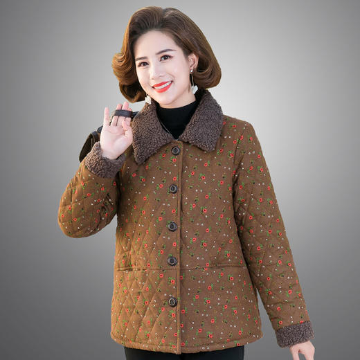 妈妈颗粒绒棉衣中老年女装碎花小棉袄奶奶装加肥大码棉服老人衣服 TYWF-A091EEBQ055 商品图2