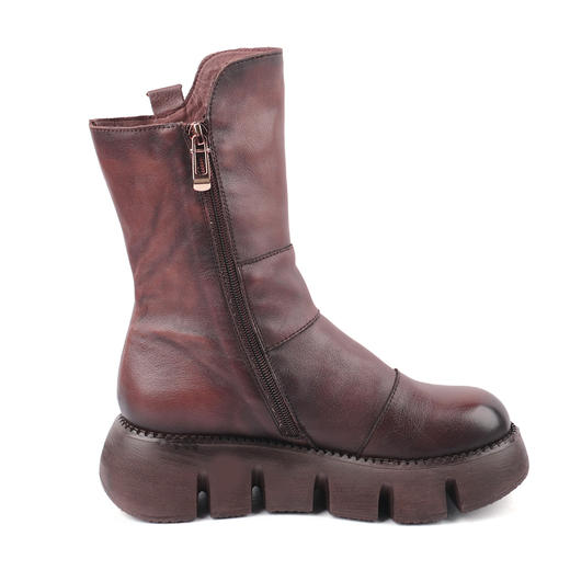 富贵吉祥2021圆头超轻厚底时尚女鞋加绒F218008 商品图9