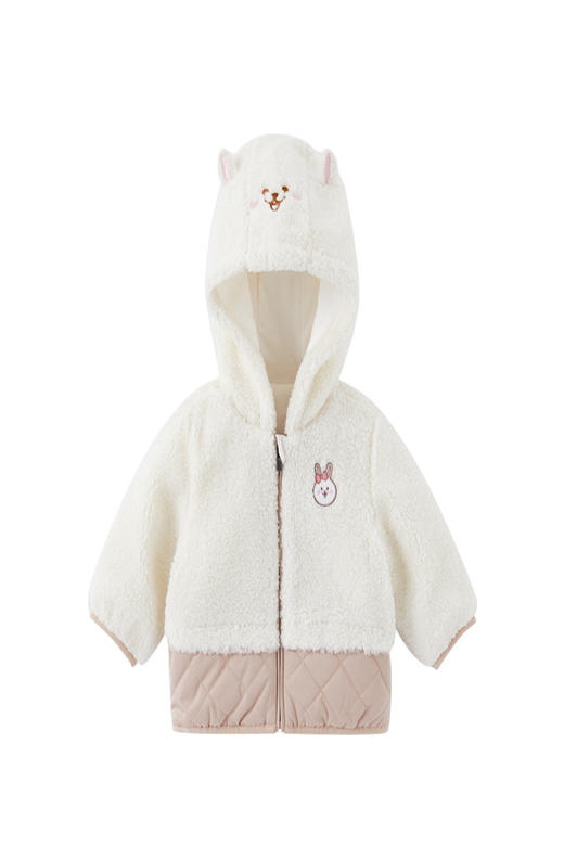 英氏-童衣类（冬）E1英针短帽外套英氏白80CM 商品图5