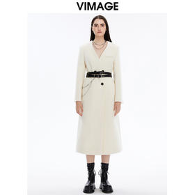 VIMAGE纬漫纪冬季新款时尚简约气质毛呢外套大衣V1614230