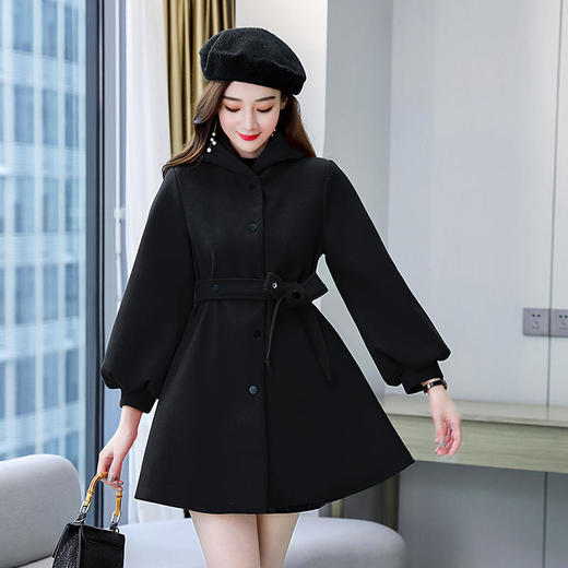 纯色简约，双排扣中长款立领九分袖时尚斗篷大衣HR-HMQY2129 商品图2