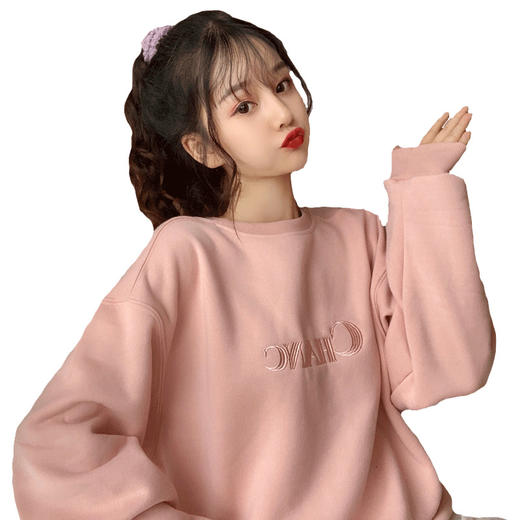 秋冬季2021新款港风卫衣女宽松韩版潮ins慵懒风日系刺绣外套上衣 商品图4