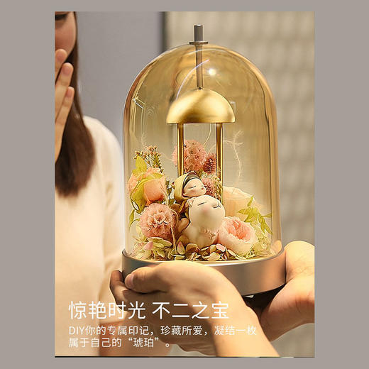 新特丽琥珀灯1140001玻璃卧室充电台灯 轻奢简约温馨少女ins触摸装饰床头灯 商品图2