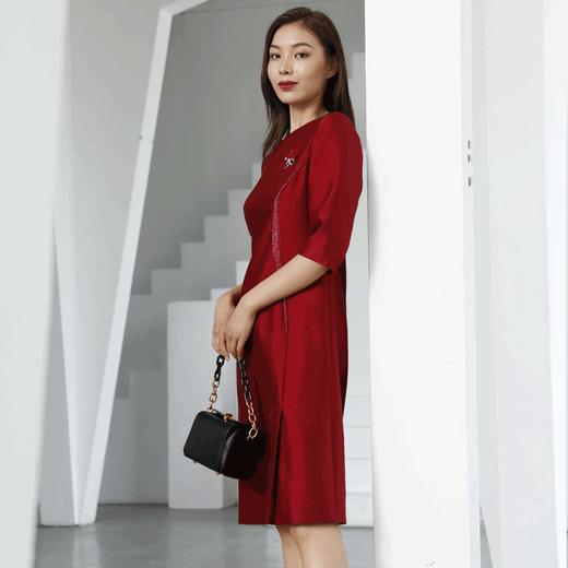 宗洋女士显瘦长袖圆领连衣裙BQK1ST7604Z-61 商品图3