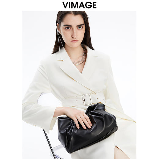 VIMAGE纬漫纪冬季新款女士风衣修身显瘦休闲系腰带风衣外套女外套V1603240 商品图2