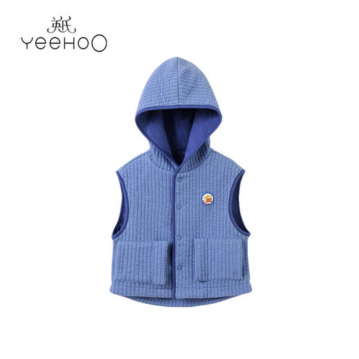 英氏-童衣类（冬）E1英针帽马夹淡牛仔蓝100CM 商品图0