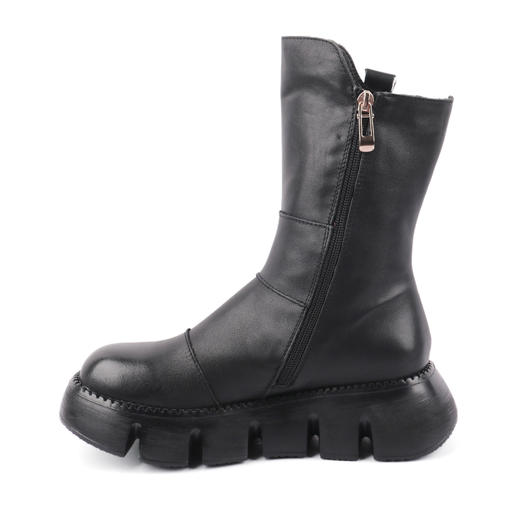 富贵吉祥2021圆头超轻厚底时尚女鞋加绒F218008 商品图3