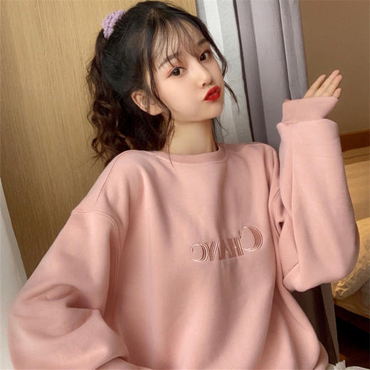 秋冬季2021新款港风卫衣女宽松韩版潮ins慵懒风日系刺绣外套上衣 商品图0