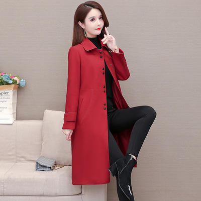 WE-TYP-31YKL053 大码纯色风衣外套女中长款2021冬装新款修身时尚过膝气质优雅大衣 商品图3