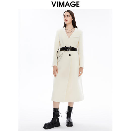 VIMAGE纬漫纪冬季新款时尚简约气质毛呢外套大衣V1614230 商品图5