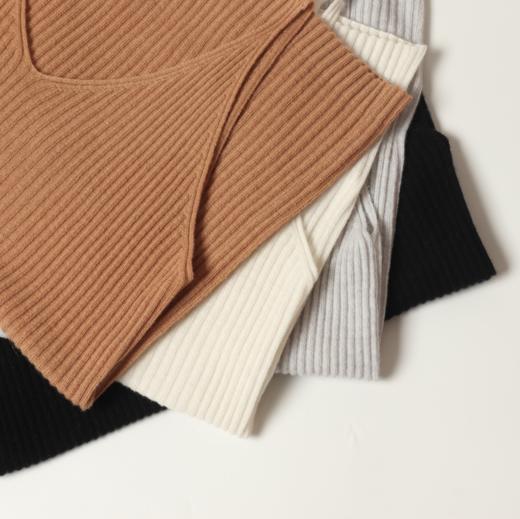 必备打底 | 48支精纺山羊绒V领针织罗纹打底背心 商品图9