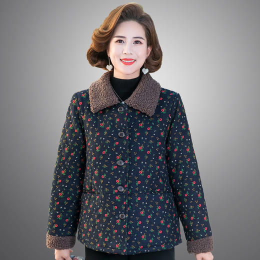 妈妈颗粒绒棉衣中老年女装碎花小棉袄奶奶装加肥大码棉服老人衣服 TYWF-A091EEBQ055 商品图3