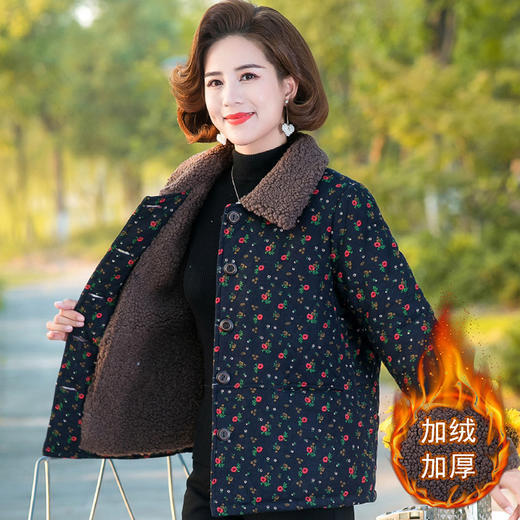 妈妈颗粒绒棉衣中老年女装碎花小棉袄奶奶装加肥大码棉服老人衣服 TYWF-A091EEBQ055 商品图0