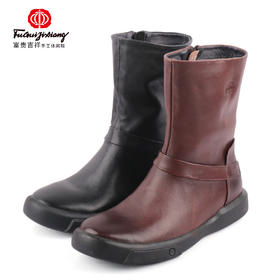 富贵吉祥2021时尚小牛皮女靴圆头F8B1858