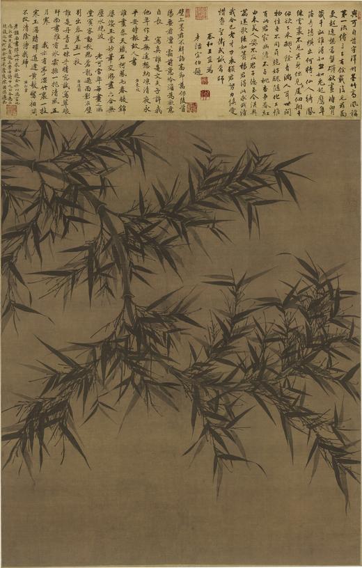 【定制书画】（北宋）文同《墨竹图》绢本 立轴 馆藏书画高仿复制艺术品（付款后28天内发货） 商品图0