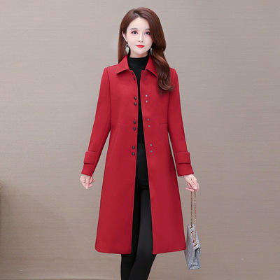 WE-TYP-31YKL053 大码纯色风衣外套女中长款2021冬装新款修身时尚过膝气质优雅大衣 商品图1