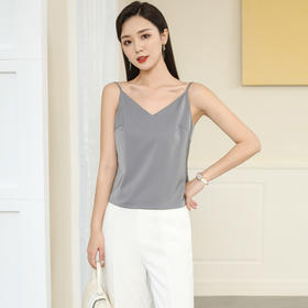 艾尚臣醋酸缎面吊带女无袖上衣夏宽松外穿法式西装内搭打底小背心