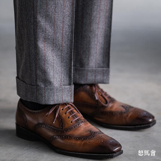 Stylbiella Super 120's 澳洲美丽诺羊毛卡其色棕条纹三件套 商品图8