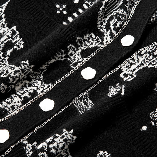 丁摩 全羊毛印花针织毛衣上衣加厚高密重工开衫外套2106WX-146 商品图4