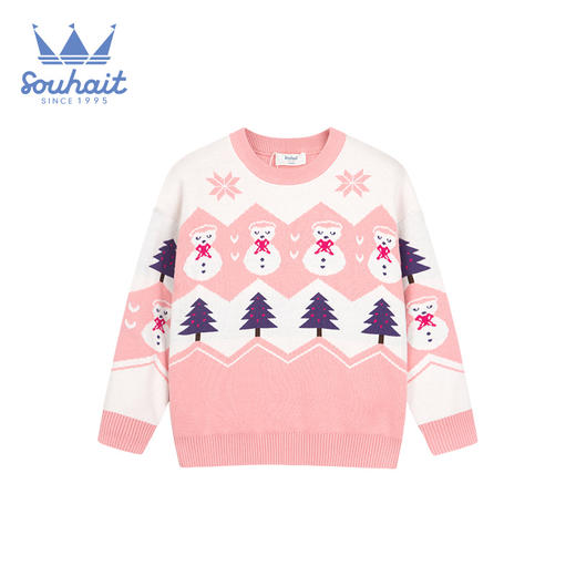水孩儿男女童装2021秋冬新款儿童毛衣中大童时尚圣诞雪人针织线衣 商品图1