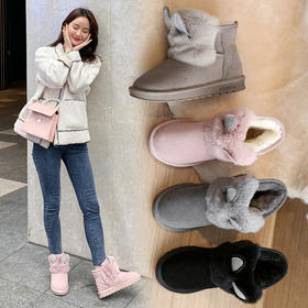 ZHR雪地靴女靴2021年新款棉靴女冬加绒加厚圆头爆款靴子平底短靴