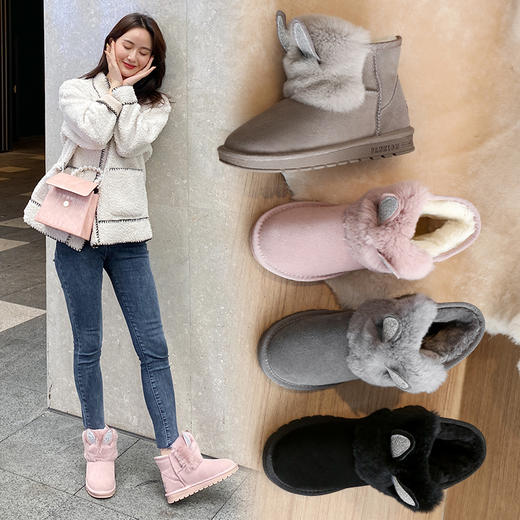 ZHR雪地靴女靴2021年新款棉靴女冬加绒加厚圆头爆款靴子平底短靴 商品图0